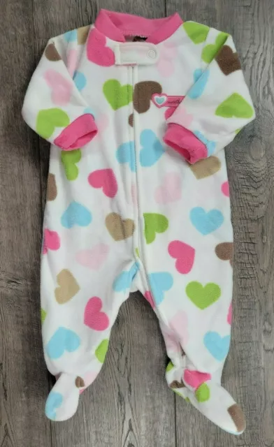 Baby Girl Carter's Newborn Fleece Hearts Footed Outfit