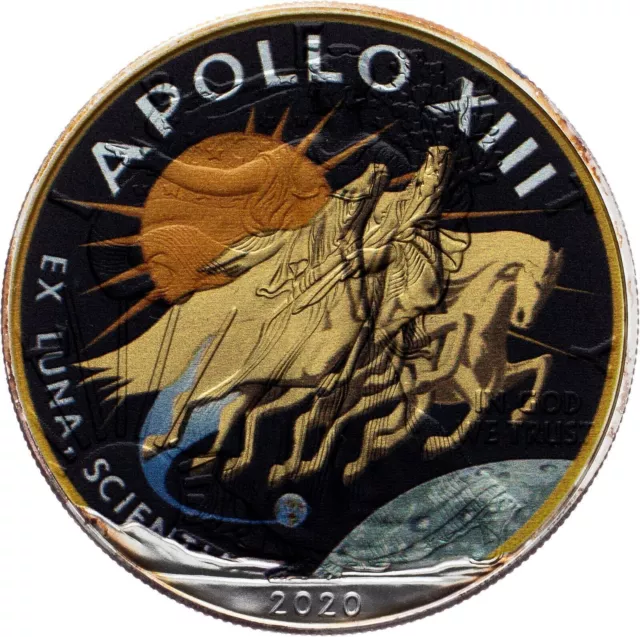 US-1 Dollar in color.  2020, Philadelphia, SC/UNC. Silver 31.1 g. Apollo XIII