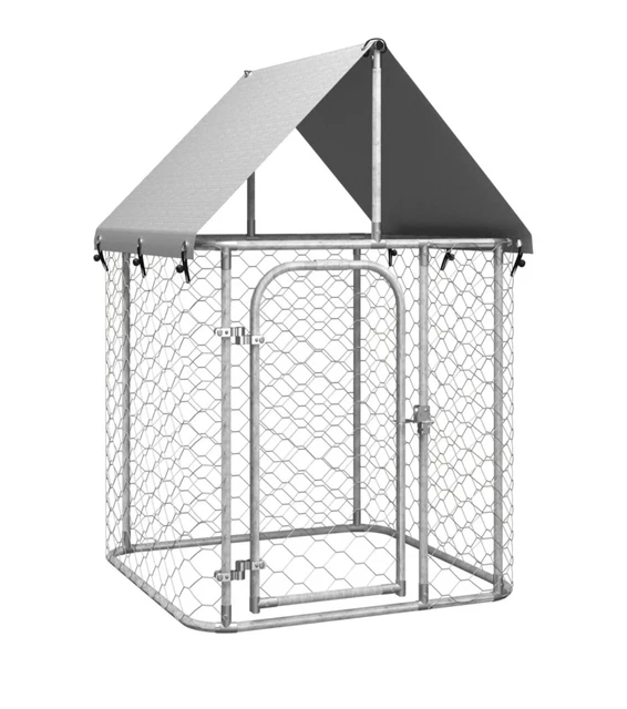 Perrera para perros al aire libre con techo jaula para perros casa para perros galvanizada cabaña para perros