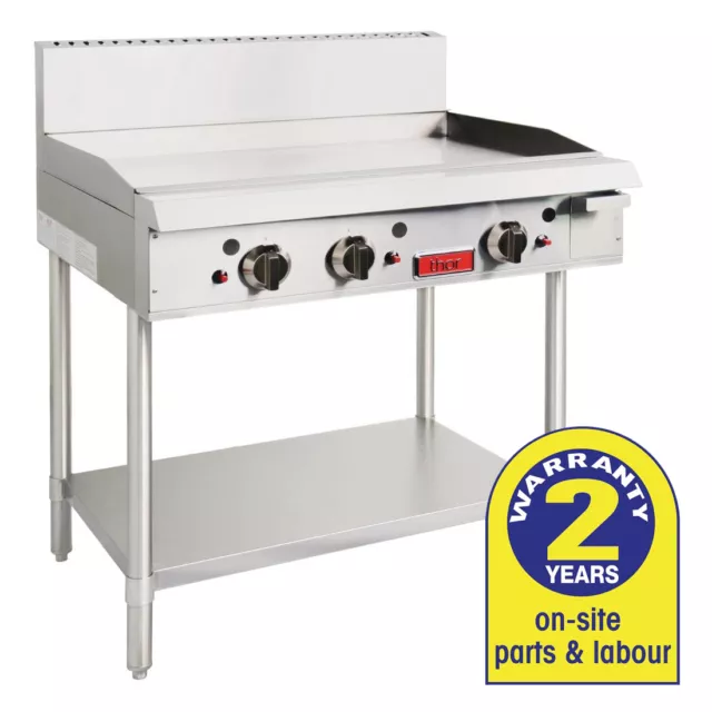 Griddle 3 Burner Grill Natural Gas Smooth Hot Plate on Stand Thor Commercial
