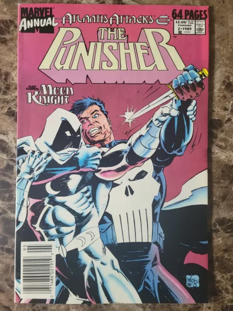 The Punisher ANNUAL #2 | NEWSSTAND | VF | 1ST Battle Moon Knight | 1989 Marvel