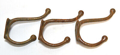 3 Vintage Matching Coat Or Hat Double Prong Hooks