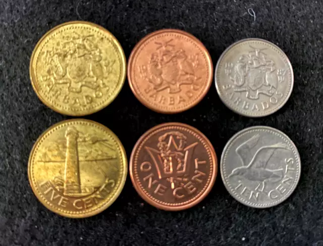 Barbados 3 Coins Set 1, 5, 10 Cents World Coins