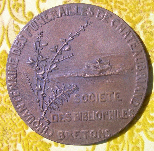 MEDAILLE 1898 CINQUANTENAIRE Funerailles De Chateaubriand Bibliophiles ...