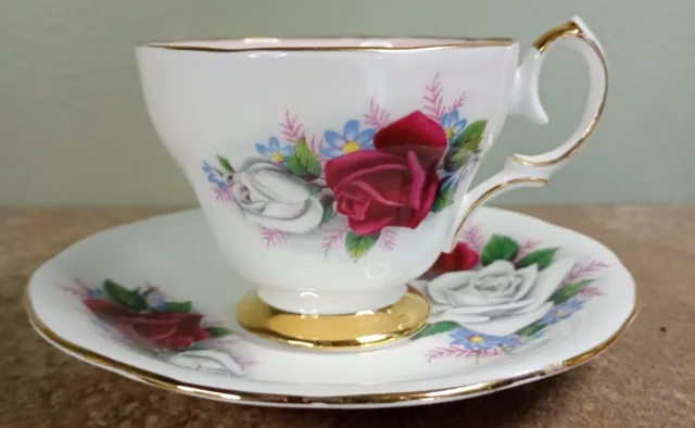 Vintage, Queen Anne Bone China 'Rose Duet' Coffee Cup & Saucer 150ml