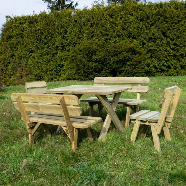 GARTENBANK GARTEN GARNITUR Holz Tisch 170 cm Gartenmöbel Kiefer 35mm