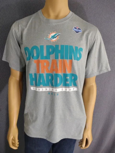 MIAMI DOLPHINS T - Shirt NFL NIKE DRI FIT SS Bright Grey "Train Harder" Football