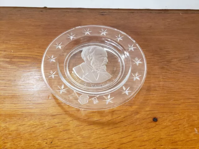 President James A. Garfield Clear Glass Trinket Dish with Stars