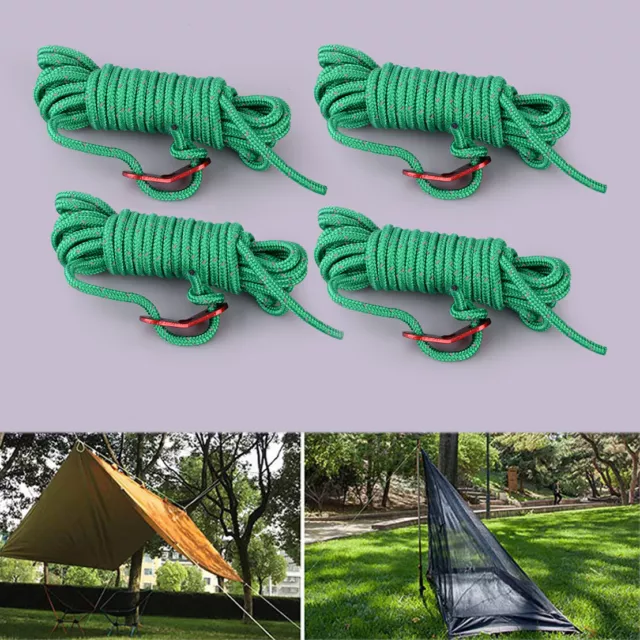 4x 4M 4mm Guy Line Tent Rope Camping Paracord Gazebo Ropes Cord Sailing Guyline