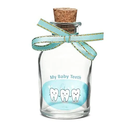 Baby Teeth Keepsake Tooth Fairy Glass Holder for Boy Girl | Birthday Gift and...