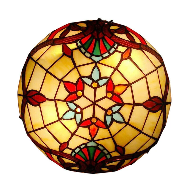 Baroque Tiffany Stained Glass Ceiling Lamp Vintage Flush Mount Lamp Fixture Home