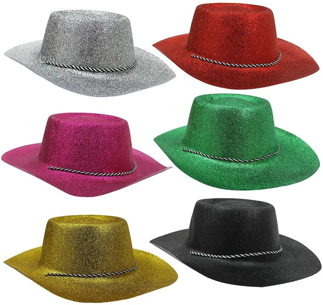 ADULT GLITTER COWBOY Hat Wild West Costume Accessory Fancy Dress