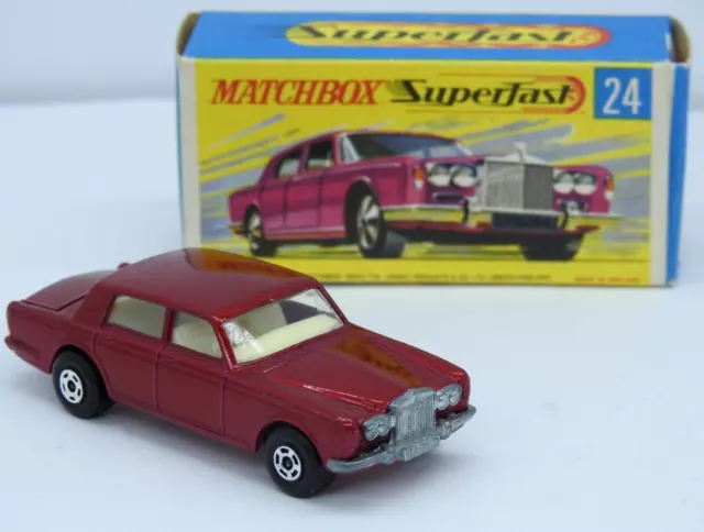 Matchbox Superfast 24 Rolls Royce Silver Shadow Rose Base Vnm En G Boîte 1970-73