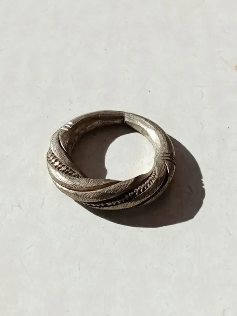 A Genuine Rare Ancient Viking Ring Silvred Twisted Artifact Authentic Antique