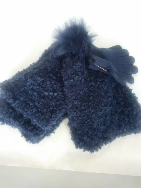 Ensemble de gants écharpe glands d'hiver pour femmes torsadées en laine épaisse torsadée