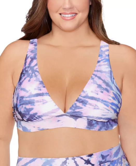 MSRP $50 Raisins Curve Trendy Plus Size Island Bikini Top Gray Size 20W