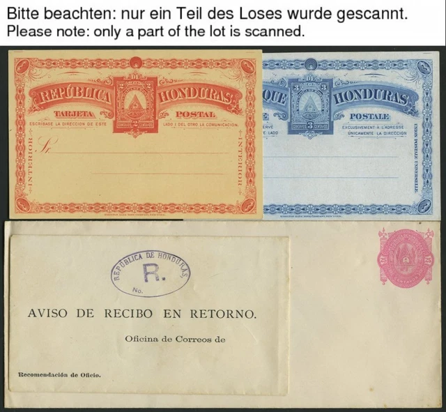 HONDURAS ca. 1890-92, 10 fast nur verschiedene *e Ganzsachen, feinst/Pracht