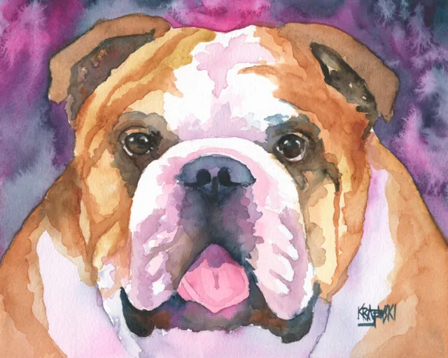 English Bulldog Art Print from Painting | Gifts, Poster, Wall Art, Picture 8x10