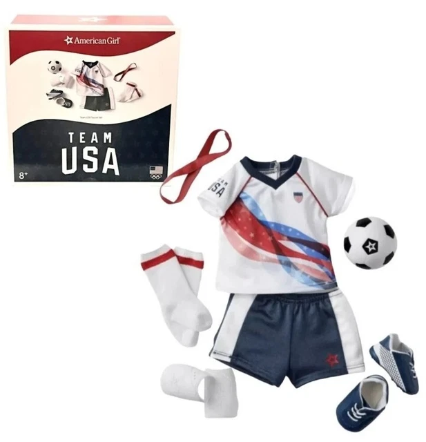 American Girl Team USA Soccer Clothes Olympic Outfit Set For 18" Doll RETIRE NEW