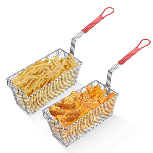 WeChef 2Pcs Deep Fryer Baskets w/ Handle for Commercial Restaurant Kitchen