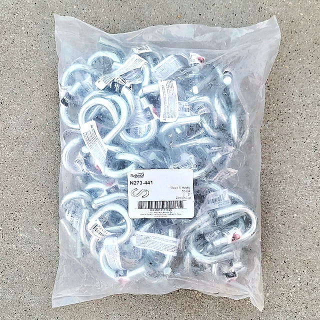 3" Open End S Hook National Hardware N273-441 2076 Steel 120 lbs (Qty: 50) ~NEW