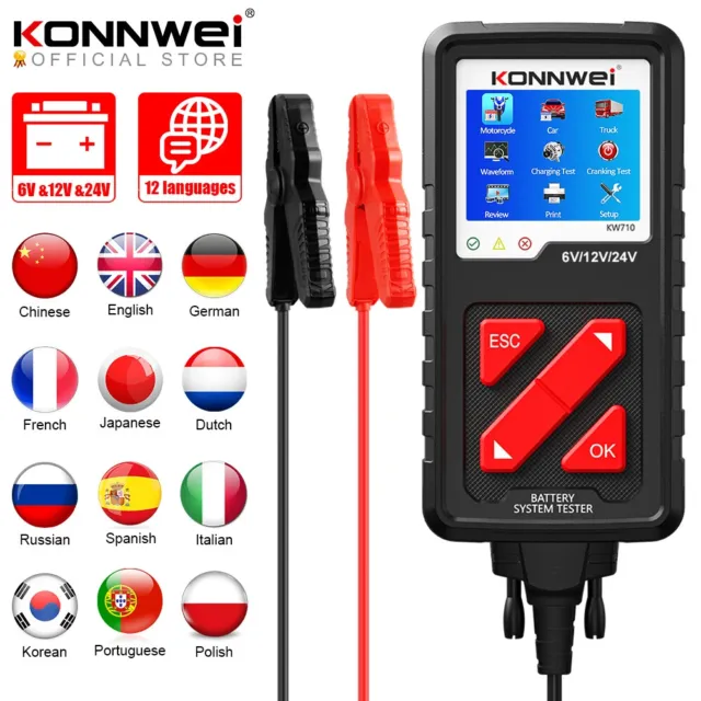 KONNWEI KW710 6V/12V/24V Motorrad Auto LKW Batterie Tester Batterie Analyzer
