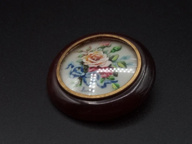 Broche Médaille Russe Miniature – Vierge Peinte – Argent Et Turquoise – XIXe Siècle – Vintage