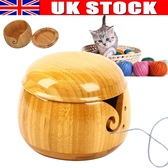 Large Wooden Yarn Bowl Knitting Crochet Holder Yarn Wool Storage Organizer Tool