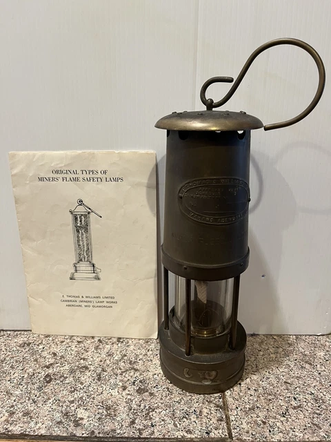 NOS Thomas Williams Cambrian Welsh Miners Brass Davy Flame Safety Kerosene Lamp