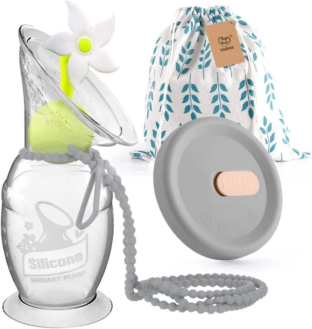 Manual Breast Pump 150Ml with Flower Stopper, Silicone Lid & Silicone Strap Set