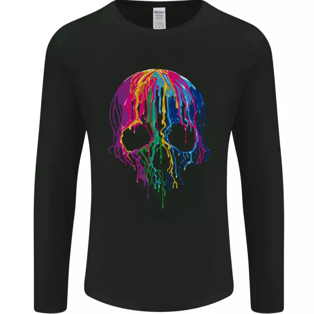T-shirt a maniche lunghe Melting Skull Biker moto gotica da uomo