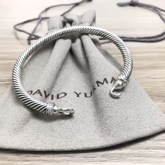 David Yurman Sterling Silver 925 5mm Cable Buckle Cuff Bracelet Small