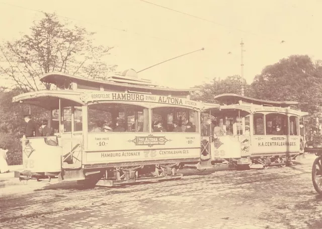 Alte sw AK Strassenbahnzug von 1898 HH 1978 ungelaufen Ansichtskarte mz-1597ad
