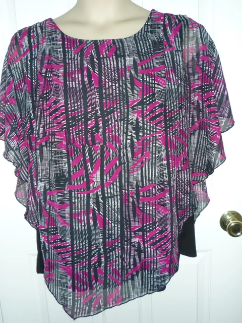 Avenue Ladies Angel Sleeve Over Black  Tank Top Blouse Size  18/20