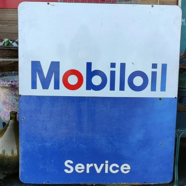 Plaque Murale émail Vintage MOBILOIL – 30 X 20 Cm – Tôle