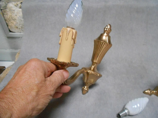 Vintage Pair of French Bronze wall Light SCONCES 8