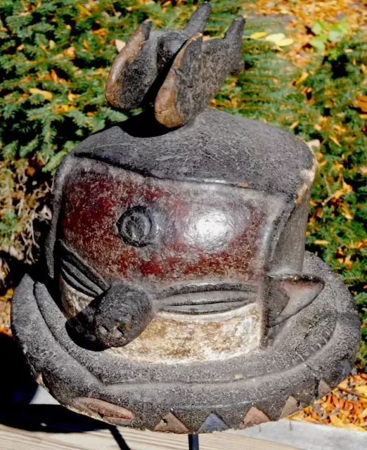 Pende Kipoko Mask With Fish Finial, Very Rare --- Congo