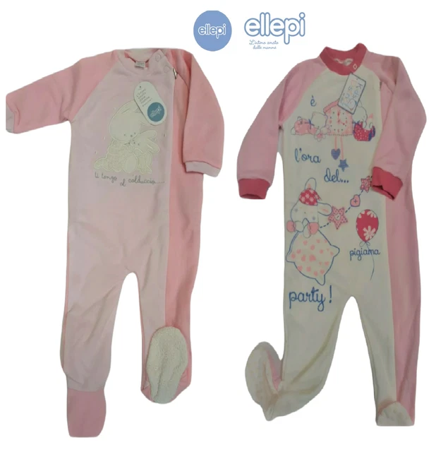 ELLEPI pigiama neonato felpato a tutina con cerniera piede con antiscivolo tuta