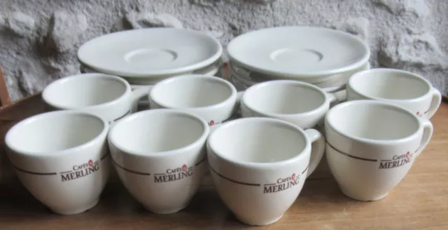Lot 6 Tasses bistrot  Café Expresso Merling et Sous-Tasses