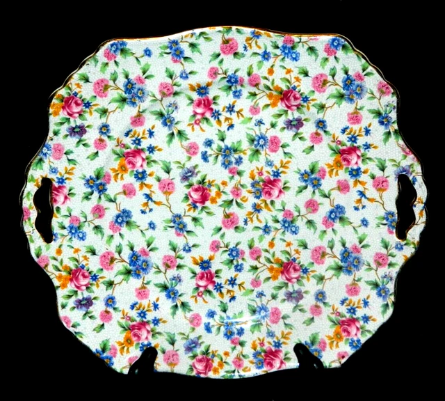 Royal Winton, Grimwades,  Old Cottage Chintz, Square Handled Cake Plate, Nm Cond