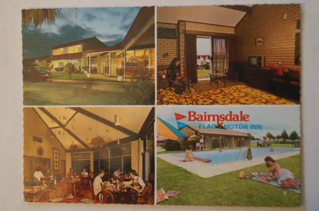 Bairnsdale Flag Motor Inn - Victoria - Australia - Collectable - Postcard.