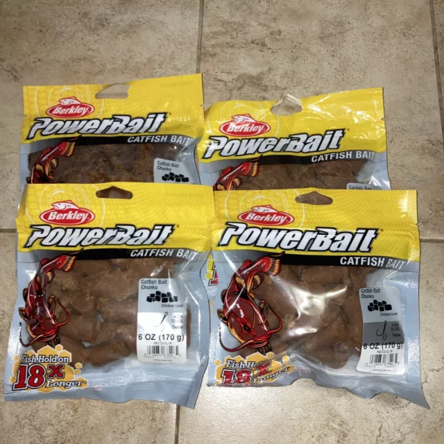 Berkley Powerbait Catfish Bait Chicken Liver Dough FAST Shipping 4 Pack Bundle