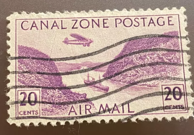 Canal Zone - 1931 - 20 Cents Red Violet Gaillard Cut & Plane Airmail Issue # C9