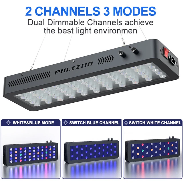 Phlizon 165W Dimmable Full Spectrum Aquarium LED Light Fish Tank Coral Reef Lamp 2
