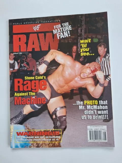 1998 August WWF Raw Magazine Stone Cold Steve Austin Poster Wrestling