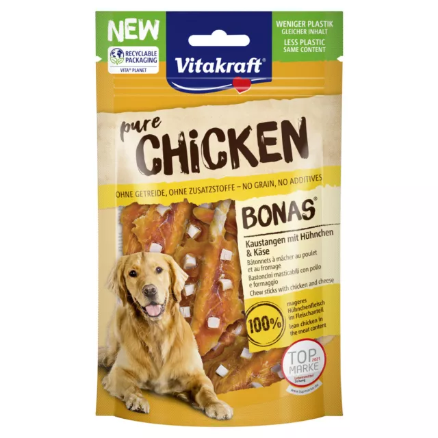 Vitakraft Poulet Bonas Kaustange Poulet & Fromage 80 G, Friandise pour Chien