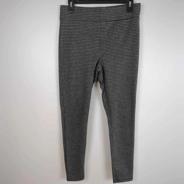 Loft Gray and Black Houndstooth Ponte Legging Pull On Pants Size Medium