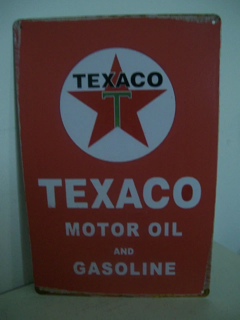 Retro Vintage Design Red Star Texaco Motor Oil Gasoline Tin Sign Garage Man Cave