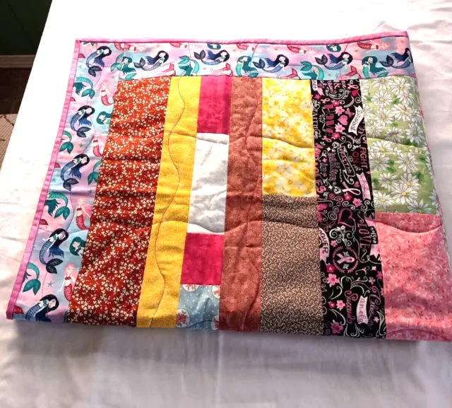 Vintage Project Linus Multi-Color Mermaid Girl Child Crib Quilt Blanket Throw