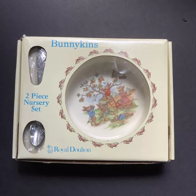 Royal Doulton Bunnykins Nursery Set Two Piece Baby Bowl And Spoon New